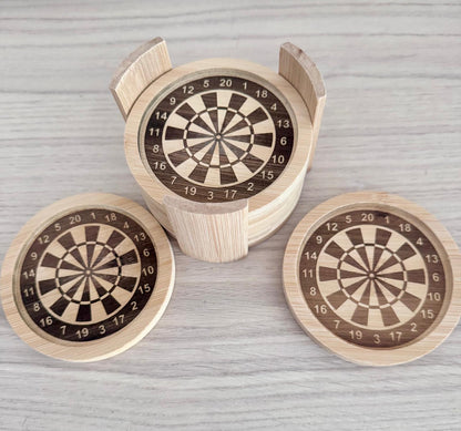 Lot de 6 dessous de verre en bois – Thème fléchettes