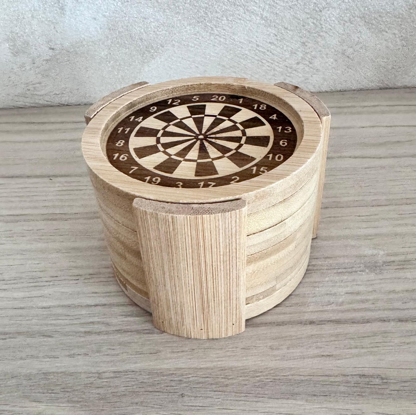 Lot de 6 dessous de verre en bois – Thème fléchettes