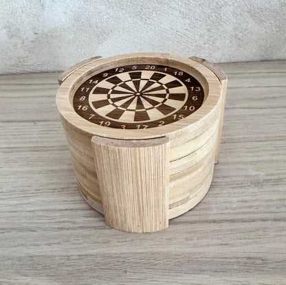 Lot de 6 dessous de verre en bois – Thème fléchettes