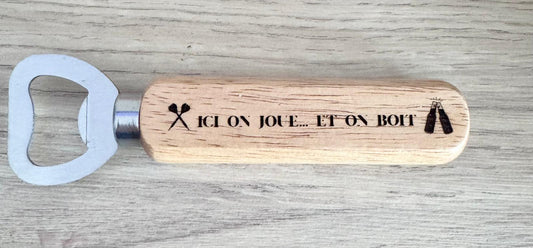🍺 Décapsuleur en bois gravé – Fléchettes & apéro