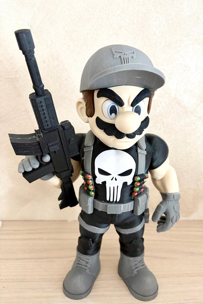 Mario Punisher Figurine – 3D Print 🍄💀🔥