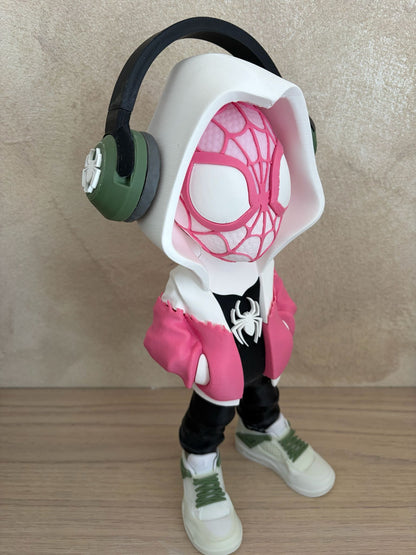 Spider Gwen Streetwear Figurine – Urban & Geek Style 🎧🩷