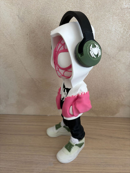 Spider Gwen Streetwear Figurine – Urban & Geek Style 🎧🩷