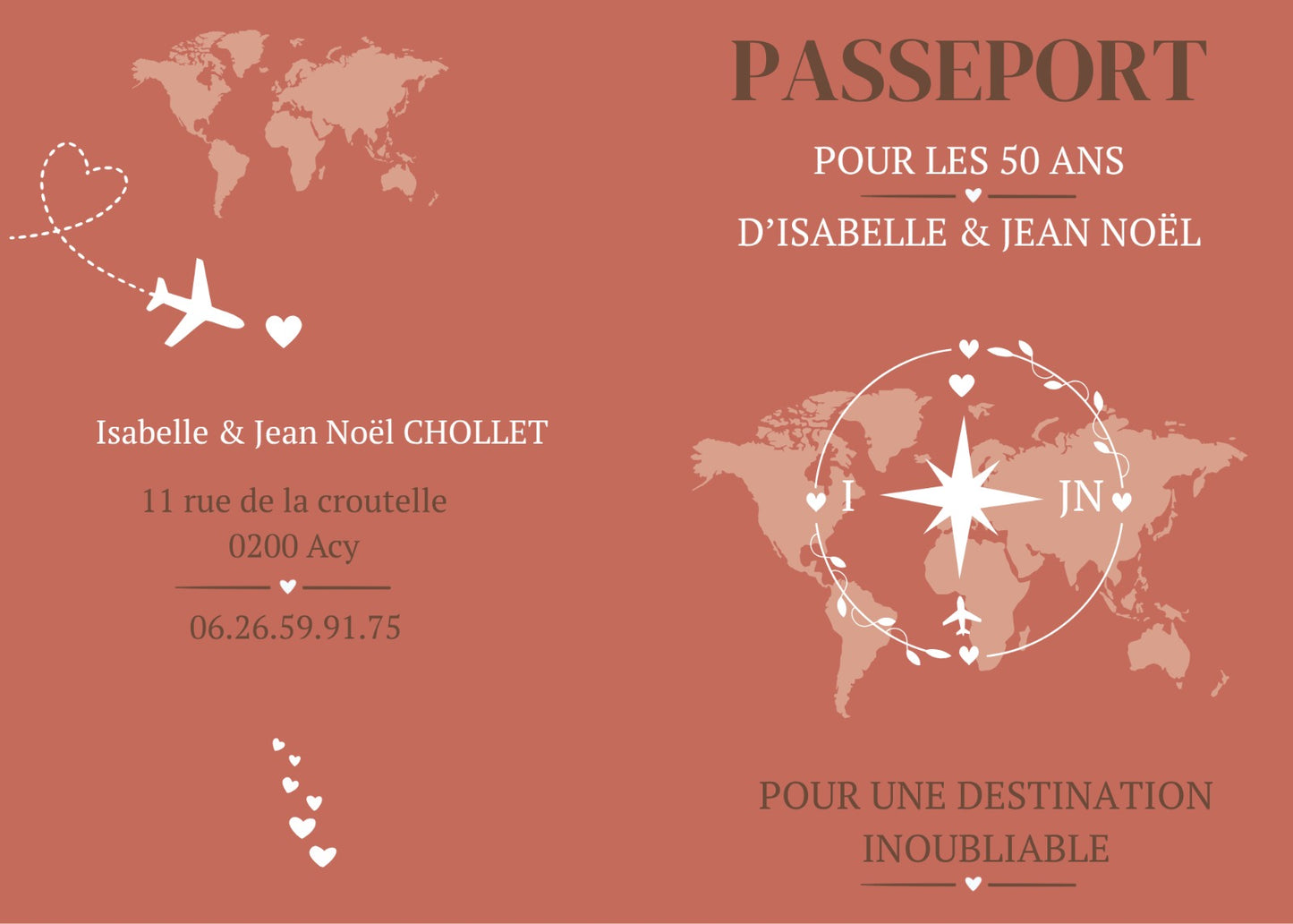 Faire part passeport A5 RECTO/VERSO