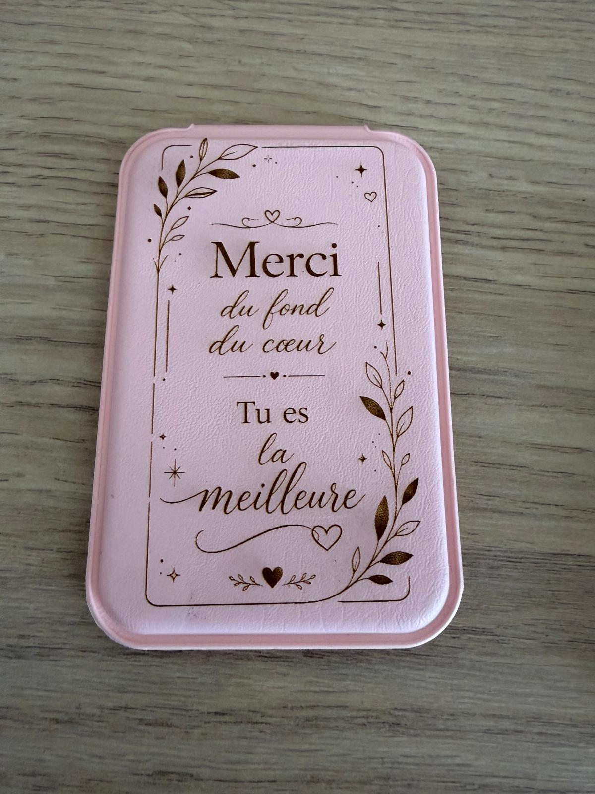 Miroir de poche « Merci du fond du cœur, tu es la meilleure »