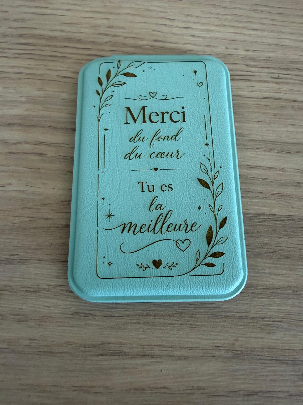 Miroir de poche « Merci du fond du cœur, tu es la meilleure »