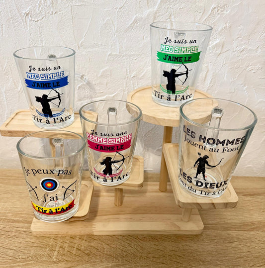 Tasse Verre Transparent Personnalisé - Collection "Tir à l'Arc" (5 Modèles au choix)