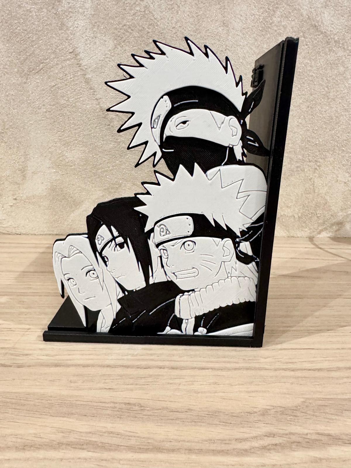 Serre-livres Naruto – Équipe 7 (Kakashi, Naruto, Sasuke, Sakura)