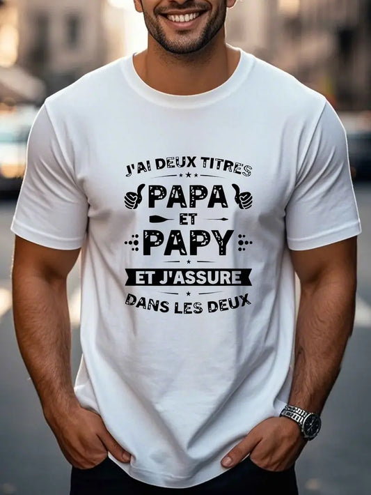 👕 T-Shirt Humour "J’ai Deux Titres Papa et Papy"