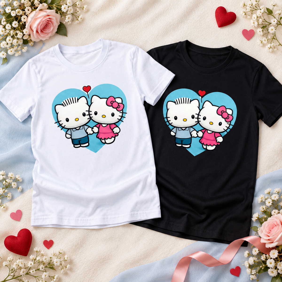 Duo de tee-shirts Amour iconique blanc et noir