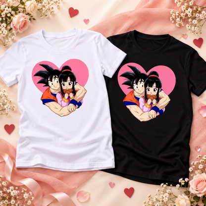 Duo de tee-shirts Version Animé Love blanc et noir