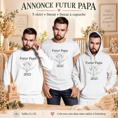 Annonce Futur Papa 2025 - tee-shirt, sweat et sweat à capuche