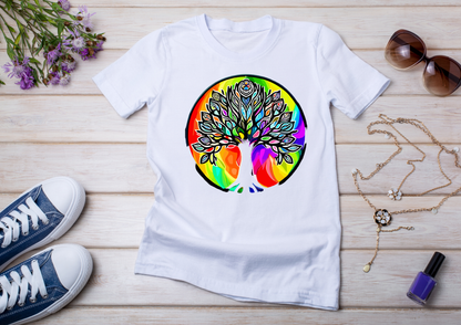 T-shirt Psychedelic Design personnalisé – 100 motifs au choix – Noir ou Blanc