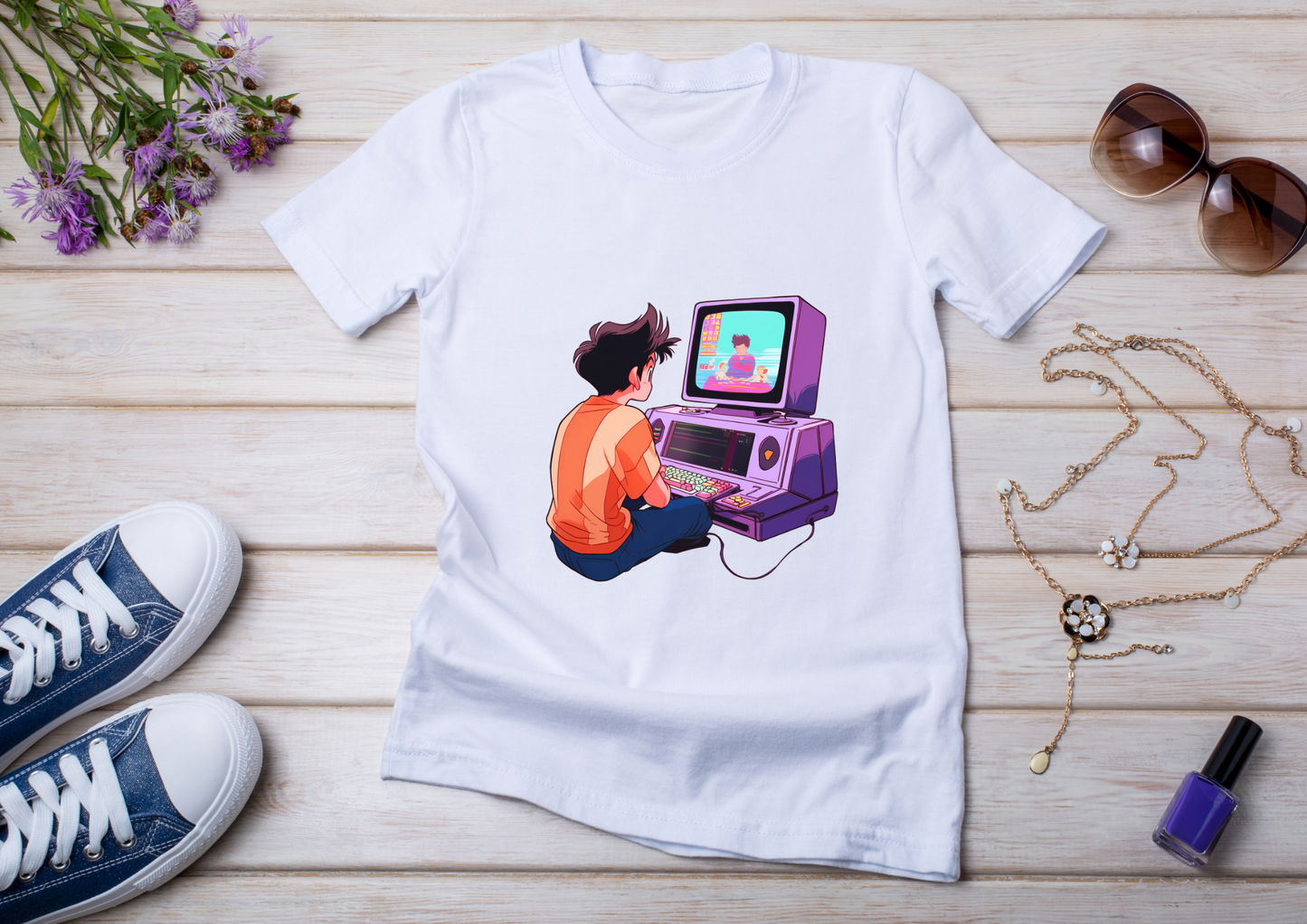 T-shirt Retro Anime Nostalgia – 61 modèles au choix – Noir ou Blanc