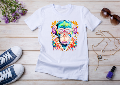 T-shirt Psychedelic Design personnalisé – 100 motifs au choix – Noir ou Blanc