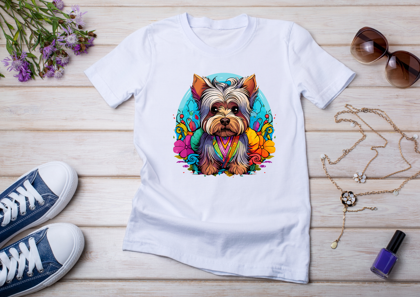 T-shirt Psychedelic Design personnalisé – 100 motifs au choix – Noir ou Blanc