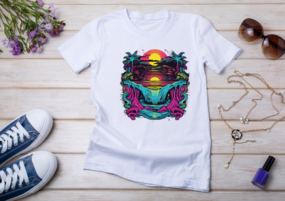 T-shirt Psychedelic Design personnalisé – 100 motifs au choix – Noir ou Blanc