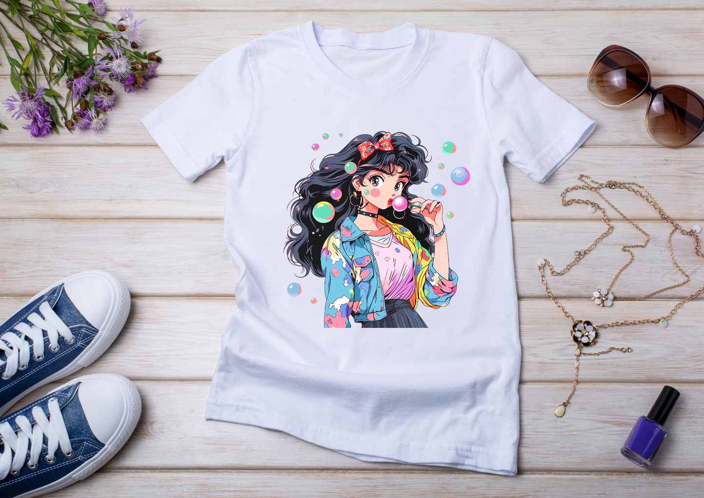 T-shirt Retro Anime Nostalgia – 61 modèles au choix – Noir ou Blanc