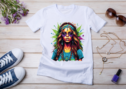 T-shirt Psychedelic Design personnalisé – 100 motifs au choix – Noir ou Blanc