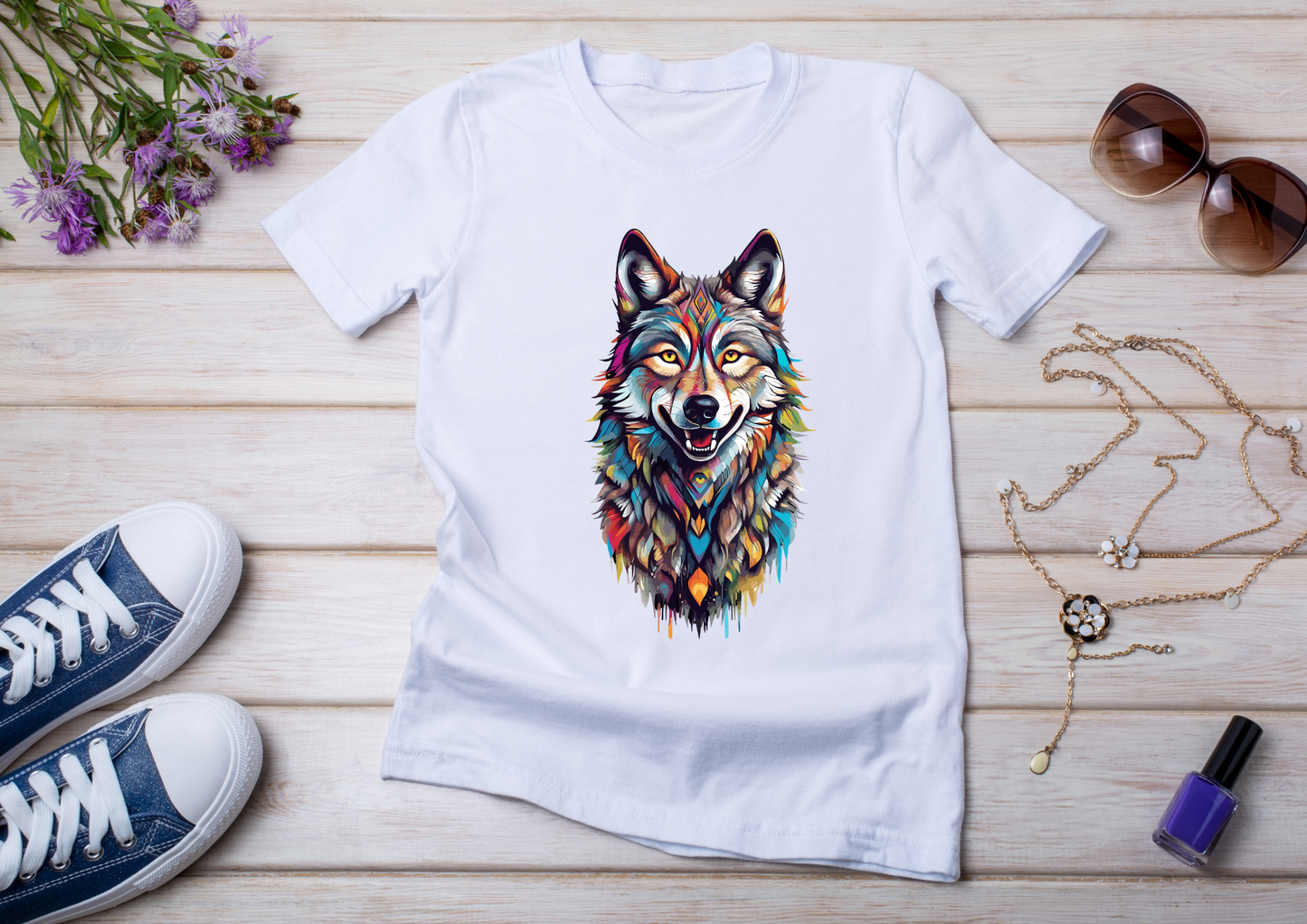 T-shirt Psychedelic Design personnalisé – 100 motifs au choix – Noir ou Blanc