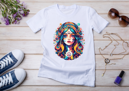 T-shirt Psychedelic Design personnalisé – 100 motifs au choix – Noir ou Blanc