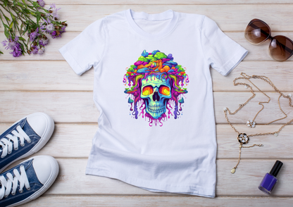 T-shirt Psychedelic Design personnalisé – 100 motifs au choix – Noir ou Blanc