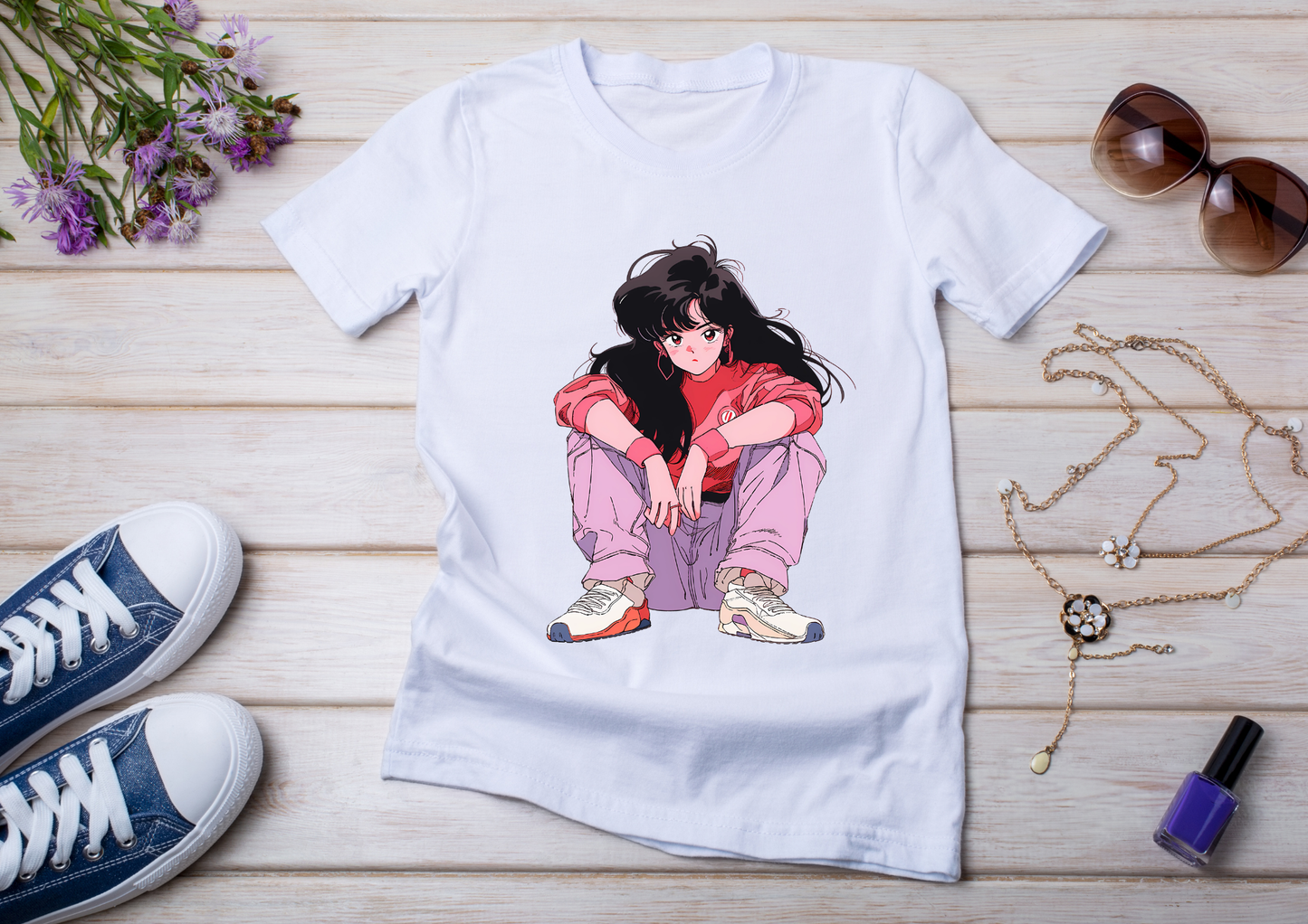 T-shirt Retro Anime Nostalgia – 61 modèles au choix – Noir ou Blanc