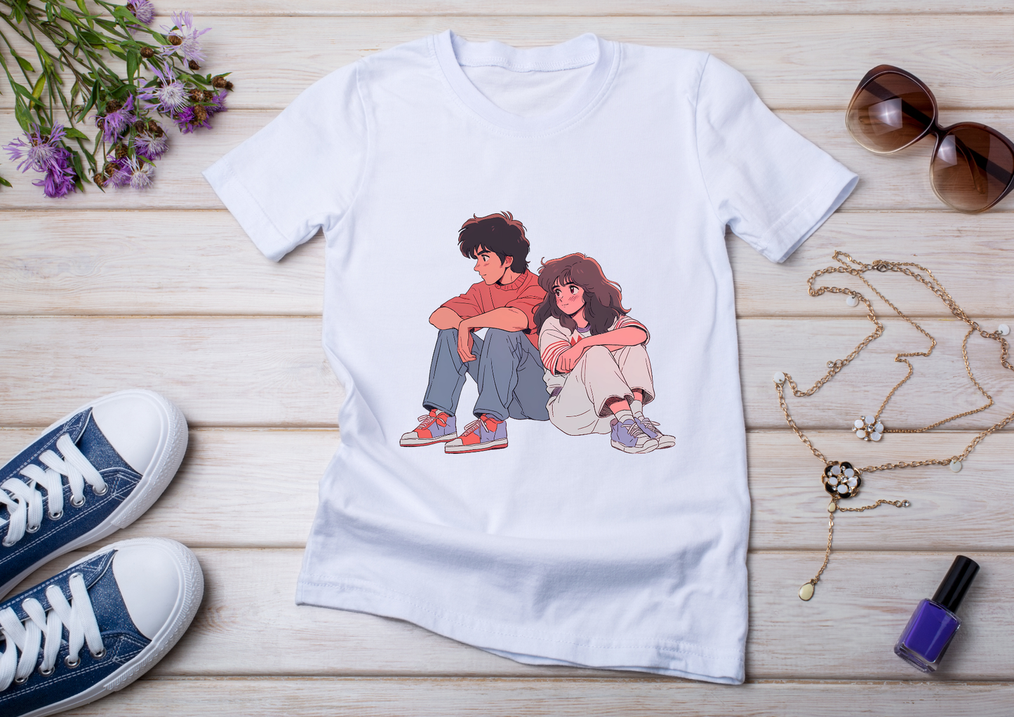 T-shirt Retro Anime Nostalgia – 61 modèles au choix – Noir ou Blanc