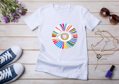 T-shirt Psychedelic Design personnalisé – 100 motifs au choix – Noir ou Blanc