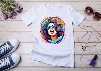 T-shirt Psychedelic Design personnalisé – 100 motifs au choix – Noir ou Blanc
