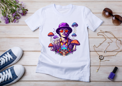 T-shirt Psychedelic Design personnalisé – 100 motifs au choix – Noir ou Blanc