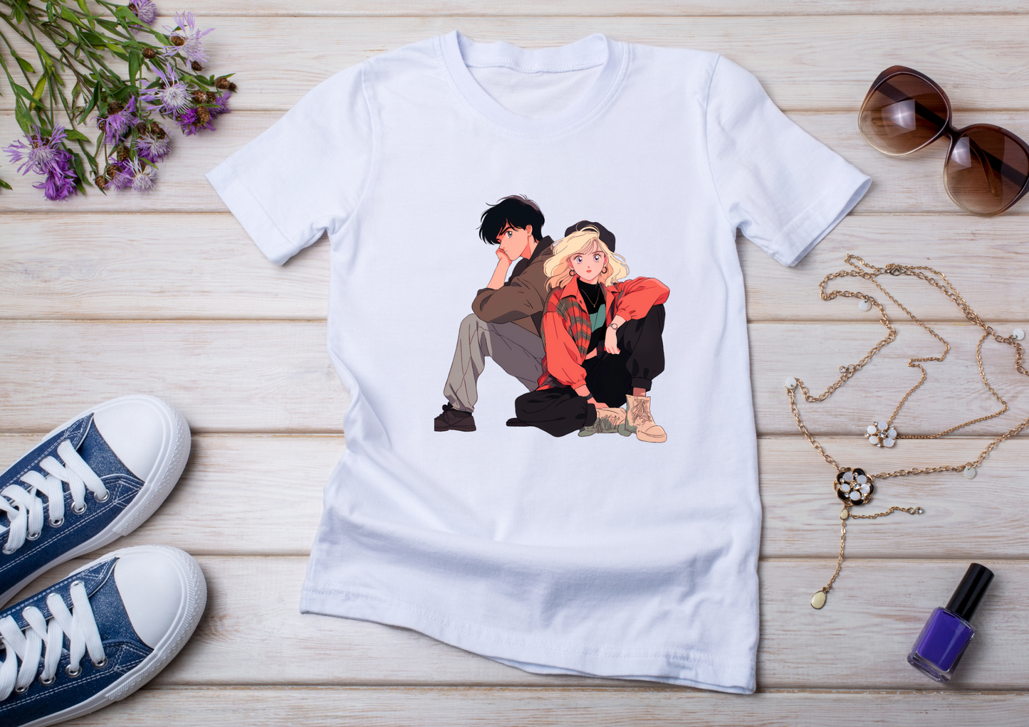 T-shirt Retro Anime Nostalgia – 61 modèles au choix – Noir ou Blanc