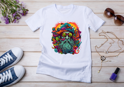T-shirt Psychedelic Design personnalisé – 100 motifs au choix – Noir ou Blanc