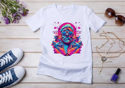 T-shirt Psychedelic Design personnalisé – 100 motifs au choix – Noir ou Blanc