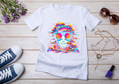 T-shirt Psychedelic Design personnalisé – 100 motifs au choix – Noir ou Blanc