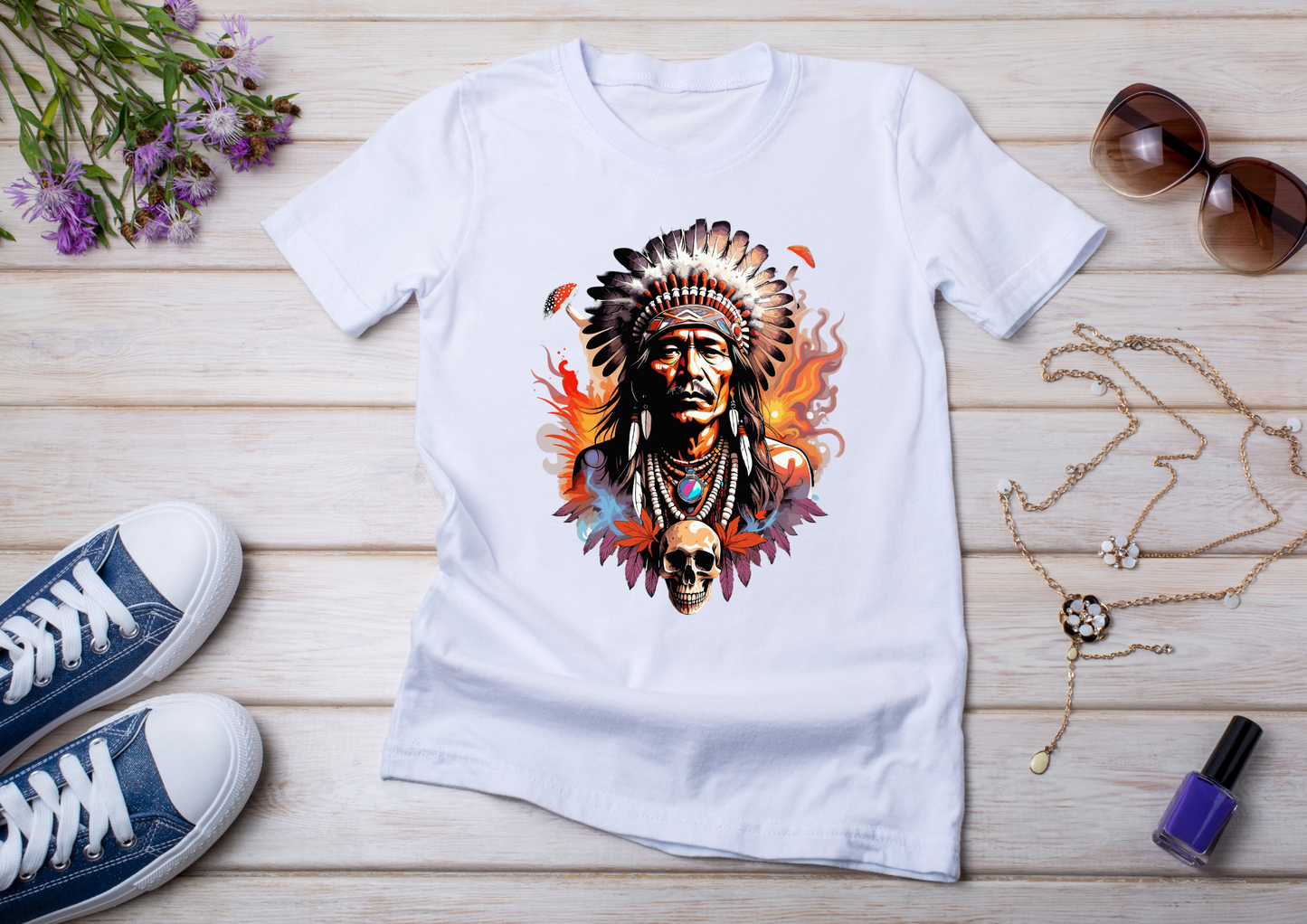 T-shirt Psychedelic Design personnalisé – 100 motifs au choix – Noir ou Blanc