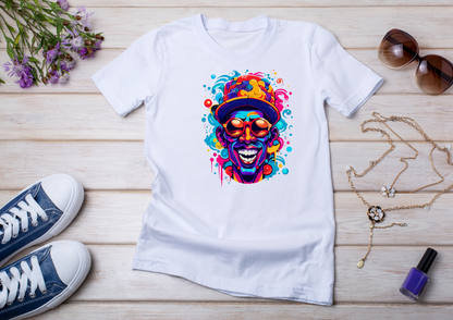 T-shirt Psychedelic Design personnalisé – 100 motifs au choix – Noir ou Blanc