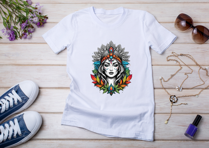 T-shirt Psychedelic Design personnalisé – 100 motifs au choix – Noir ou Blanc
