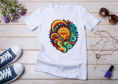 T-shirt Psychedelic Design personnalisé – 100 motifs au choix – Noir ou Blanc
