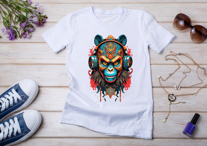 T-shirt Psychedelic Design personnalisé – 100 motifs au choix – Noir ou Blanc