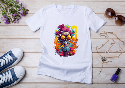 T-shirt Psychedelic Design personnalisé – 100 motifs au choix – Noir ou Blanc