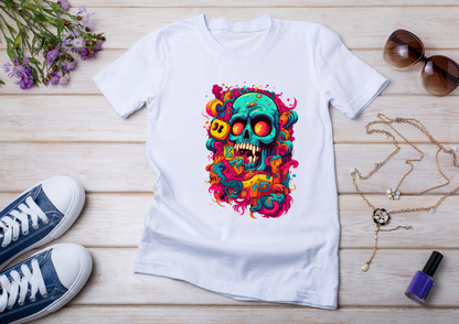 T-shirt Psychedelic Design personnalisé – 100 motifs au choix – Noir ou Blanc