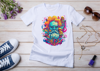 T-shirt Psychedelic Design personnalisé – 100 motifs au choix – Noir ou Blanc