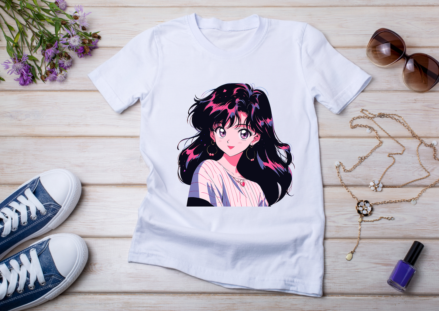 T-shirt Retro Anime Nostalgia – 61 modèles au choix – Noir ou Blanc