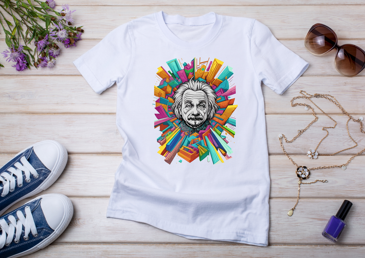 T-shirt Psychedelic Design personnalisé – 100 motifs au choix – Noir ou Blanc
