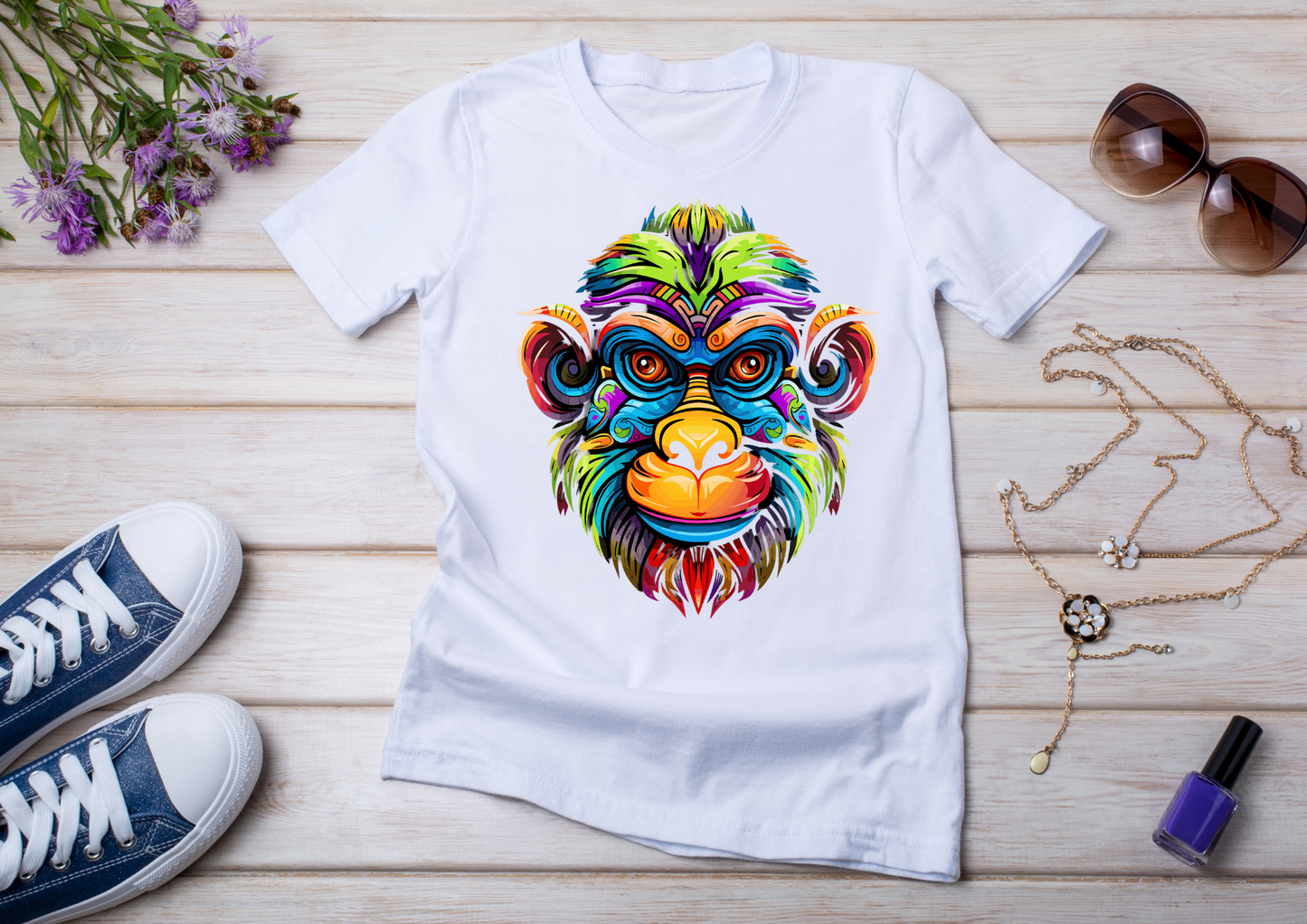 T-shirt Psychedelic Design personnalisé – 100 motifs au choix – Noir ou Blanc