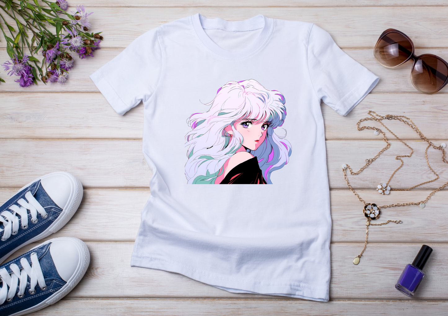 T-shirt Retro Anime Nostalgia – 61 modèles au choix – Noir ou Blanc