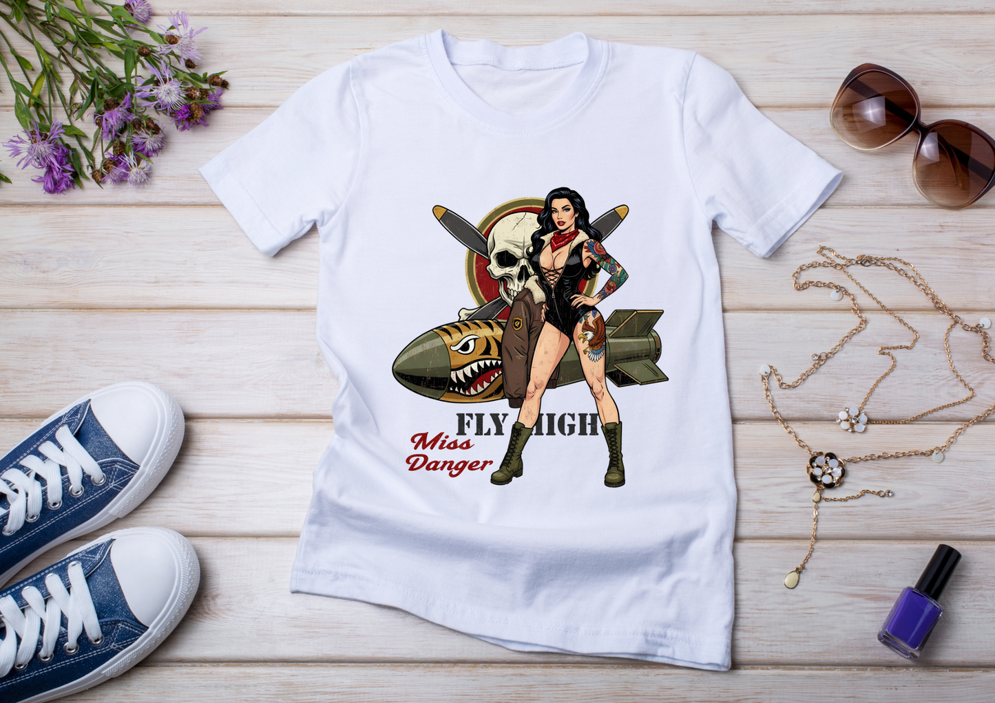 🖤 T-shirt Femme Style Pin-Up Vintage – Collection Rock & Biker
