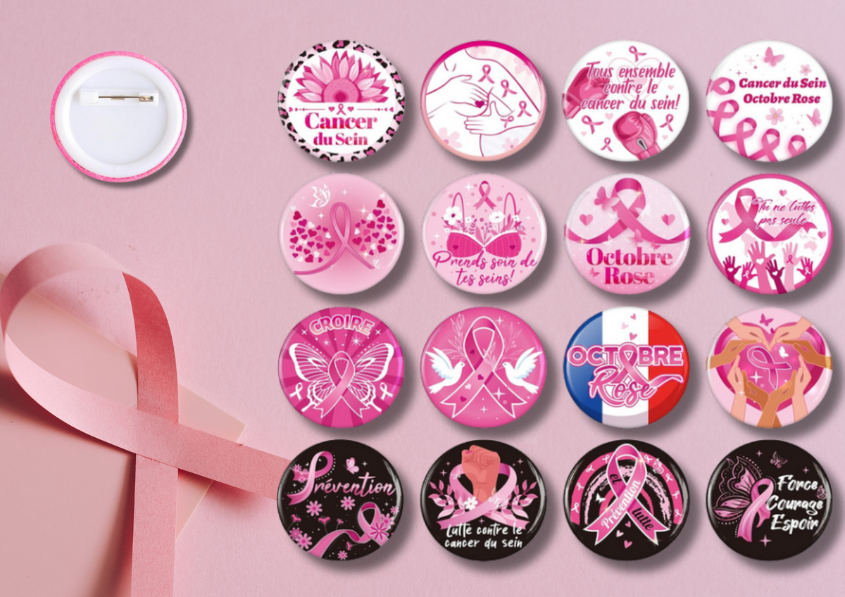 Broches Octobre Rose (16 modèles)