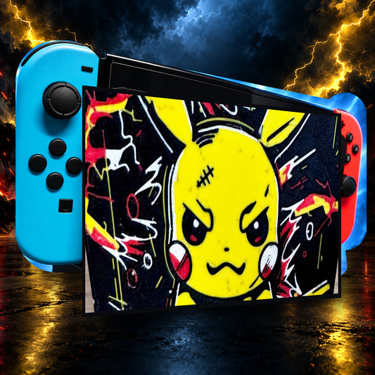 Cache Dock Nintendo Switch – Design Pika Rage Électrique – rendu réaliste sans décalage